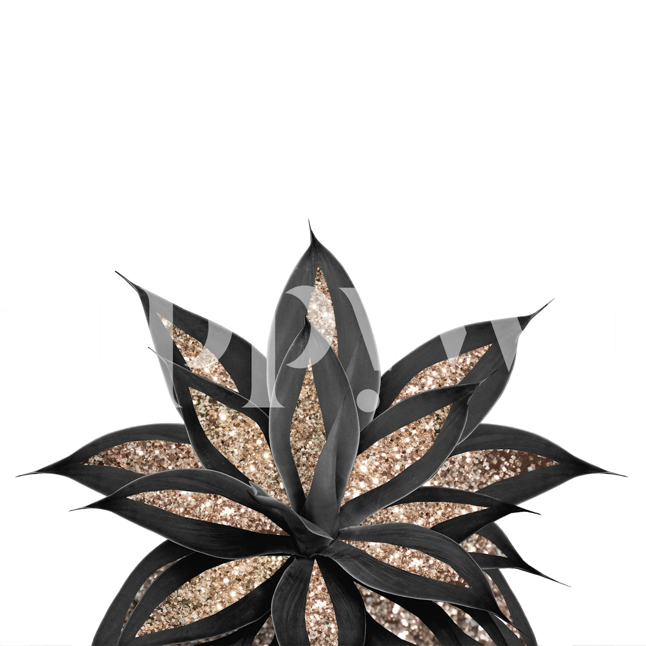 Black and gold agave plant design on gray wallpaper