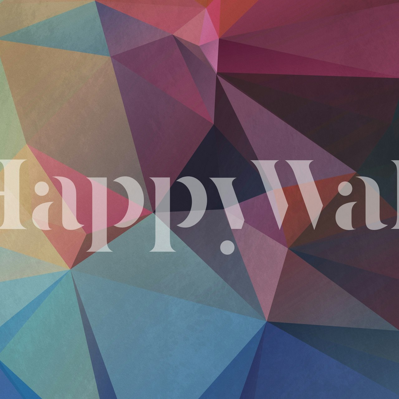 Colorful triangles in various shades of blue, pink, and purple geometric wallpaper