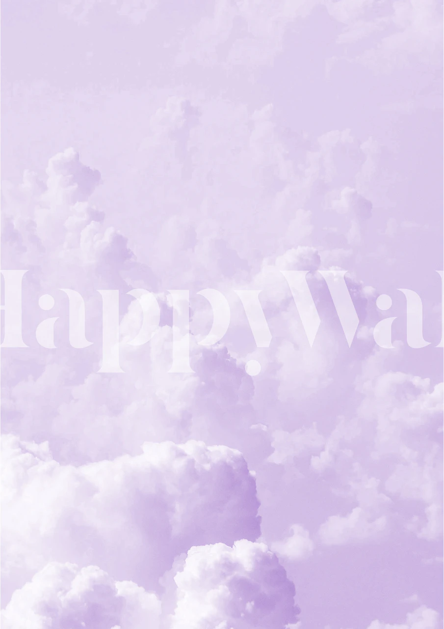 Soft lavender clouds wallpaper with fluffy white clouds
