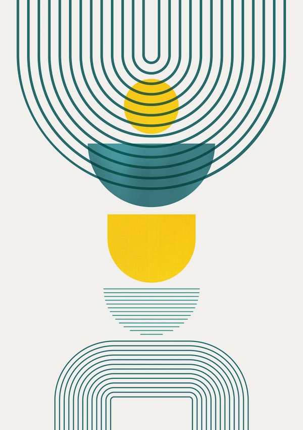 Mid Century Teal Yellow 1