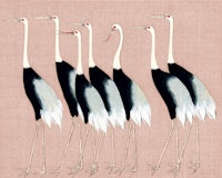 Japan Cranes on Beige Pink tapet