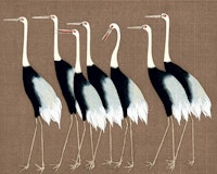 Japan Cranes on Brown tapet