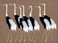 Japan Cranes on Brown tapetit