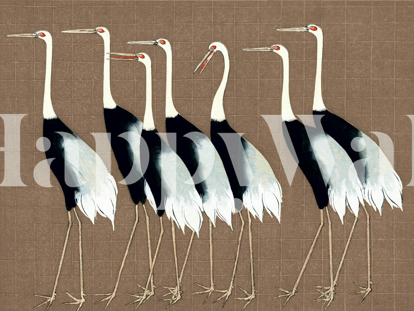 Japan Cranes on Brown tapetti huoneessa