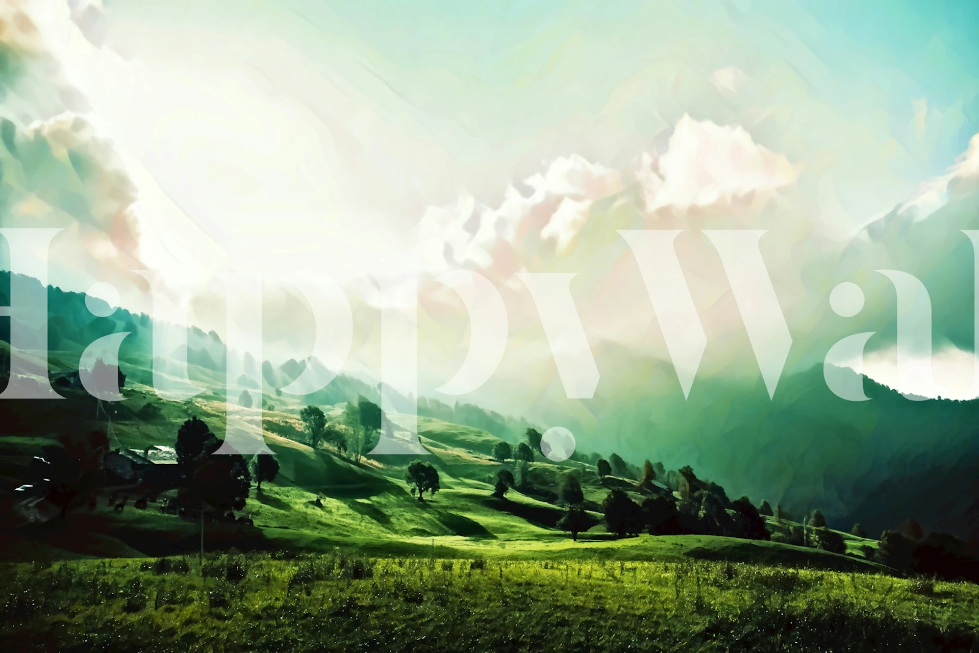 Hopeful Forest Mountains wallpaper in a room