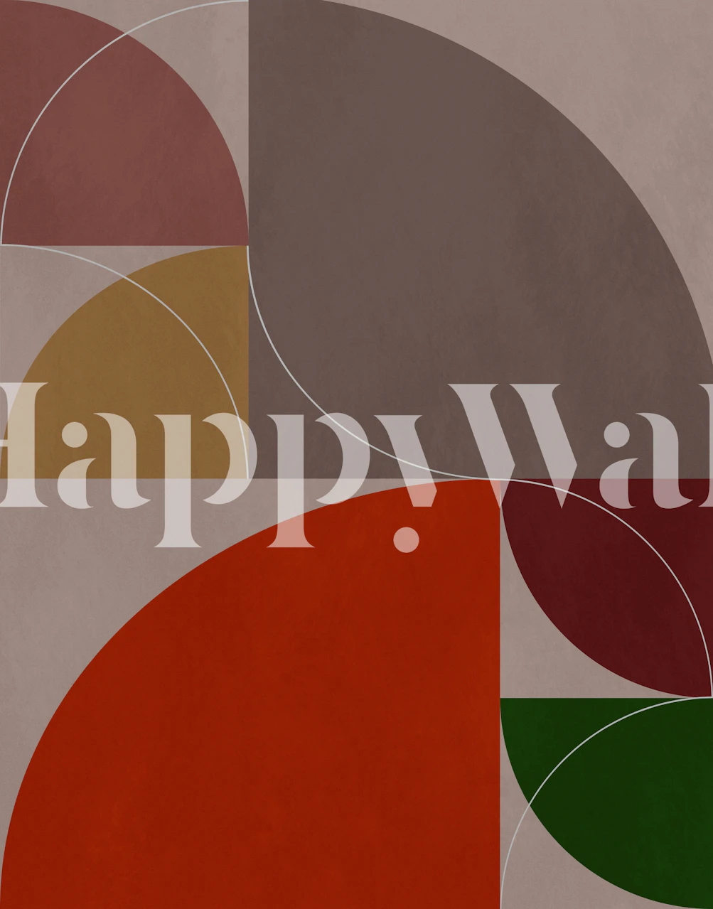 Geometric shapes in earthy tones: red, green, brown, and beige wallpaper