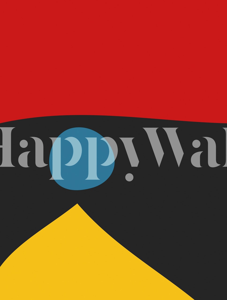 Red geometric shape with blue circle and yellow triangle wallpaper