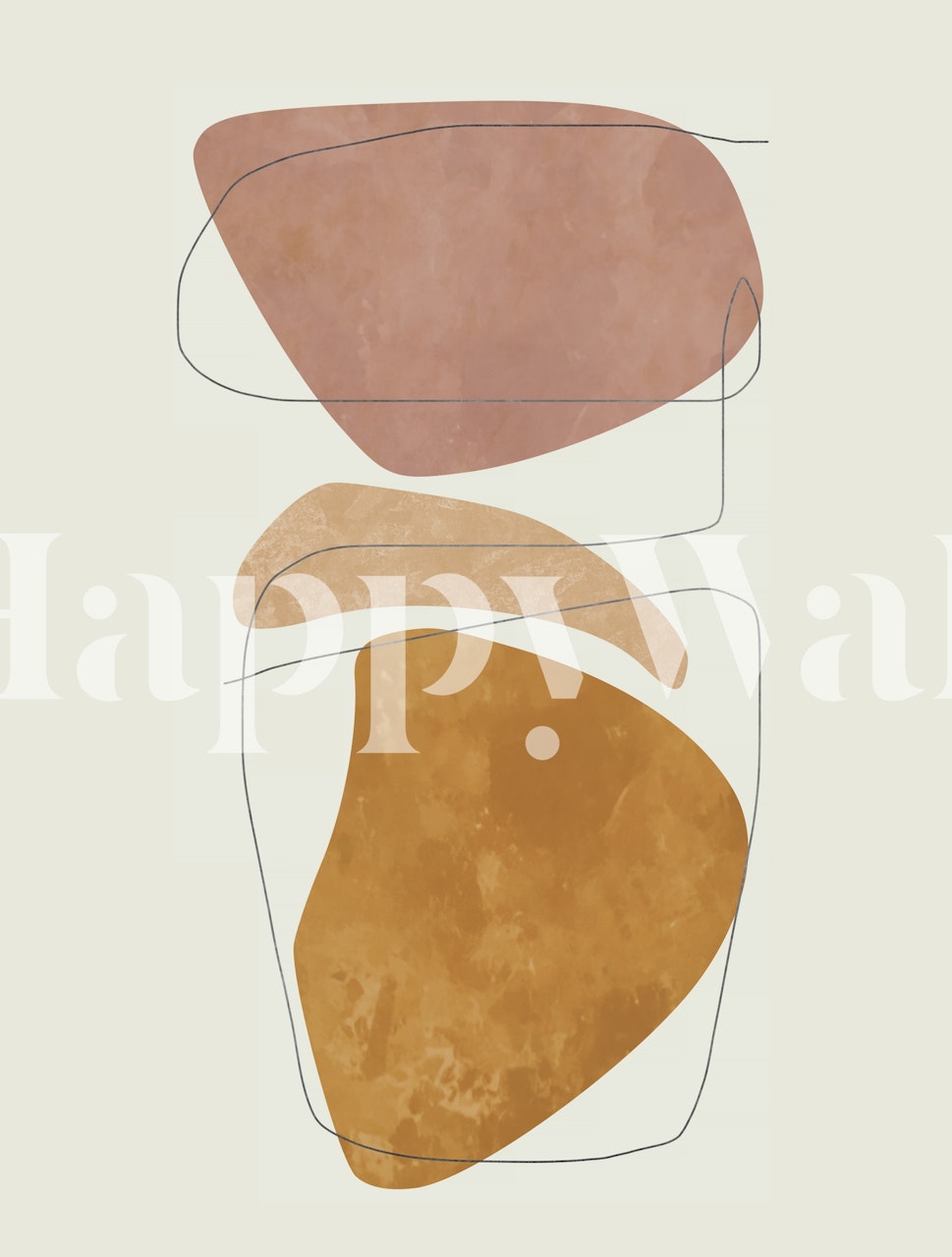 Abstract shapes in earthy tones of peach, beige, and brown wallpaper
