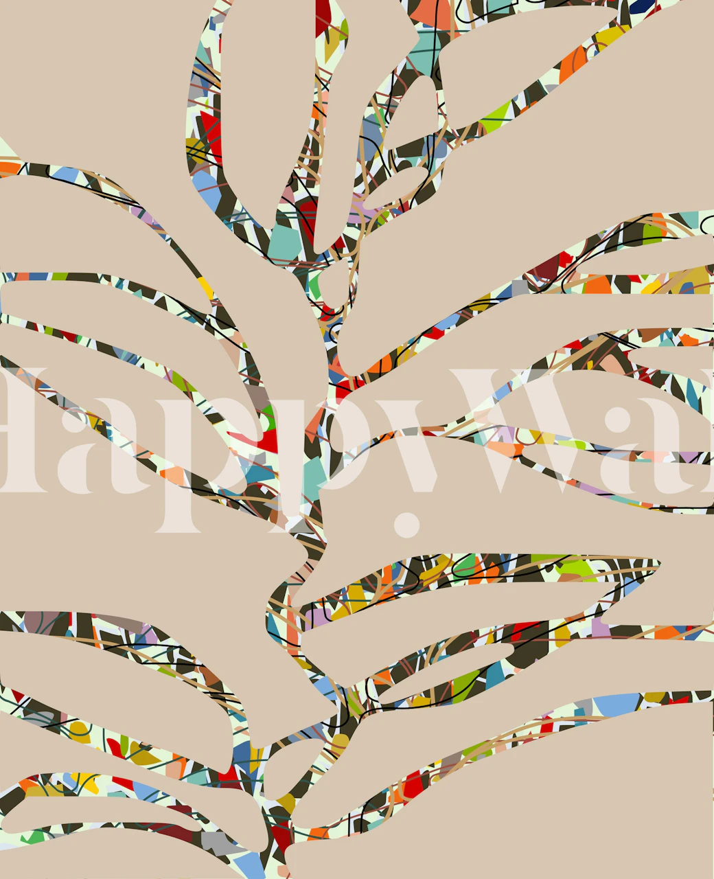 Papel de parede Colorful Tree 2 em um quarto