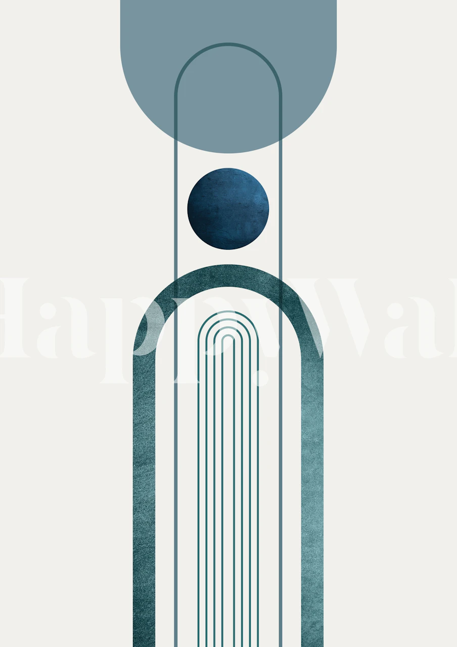 Mid Century Navy Teal wallpaper in a room