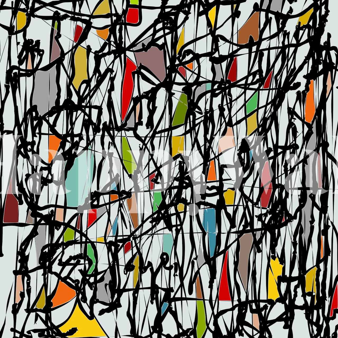 Papel pintado abstracto colorido en una habitación