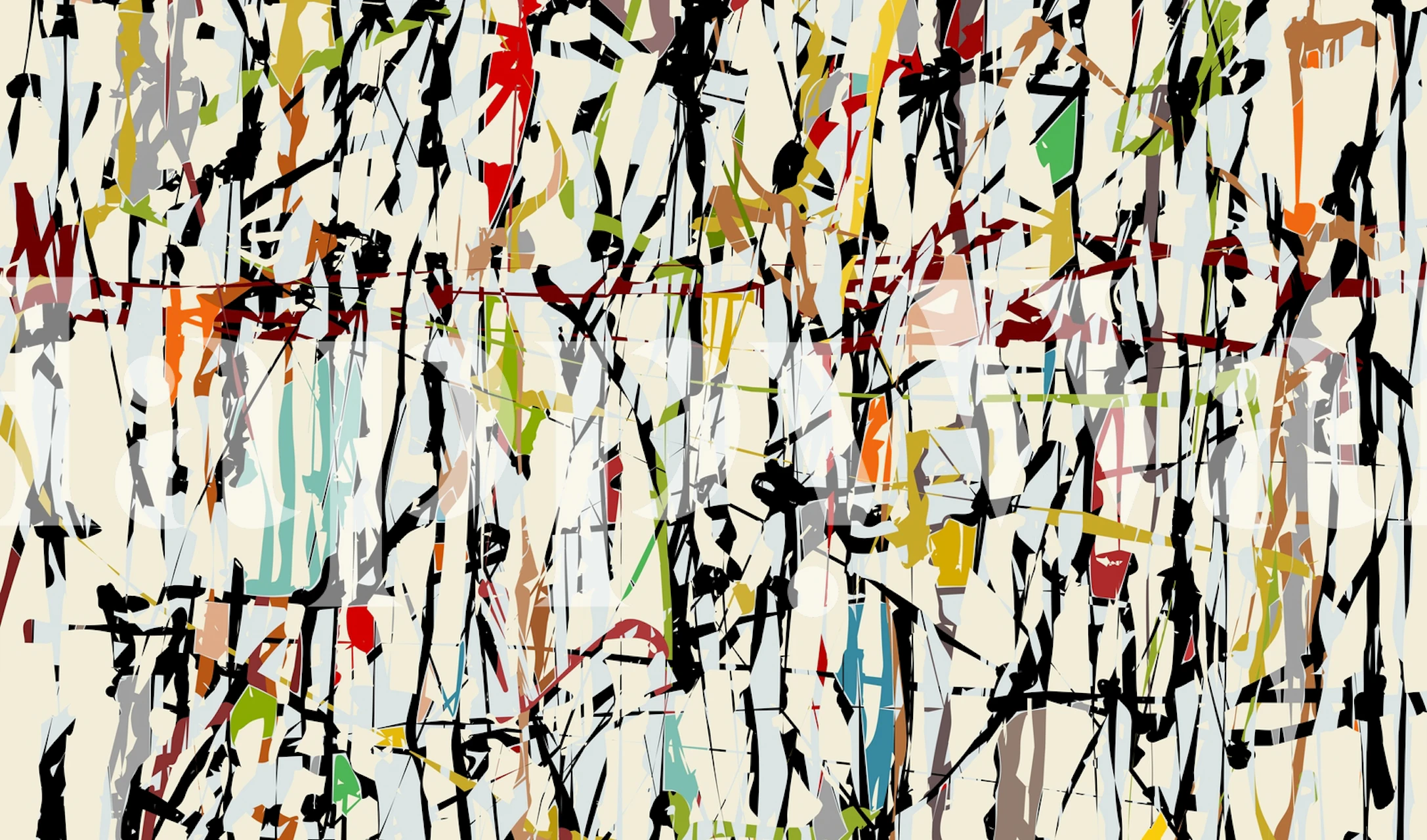 Pollock Wink 4 abstrakt tapet i et rom