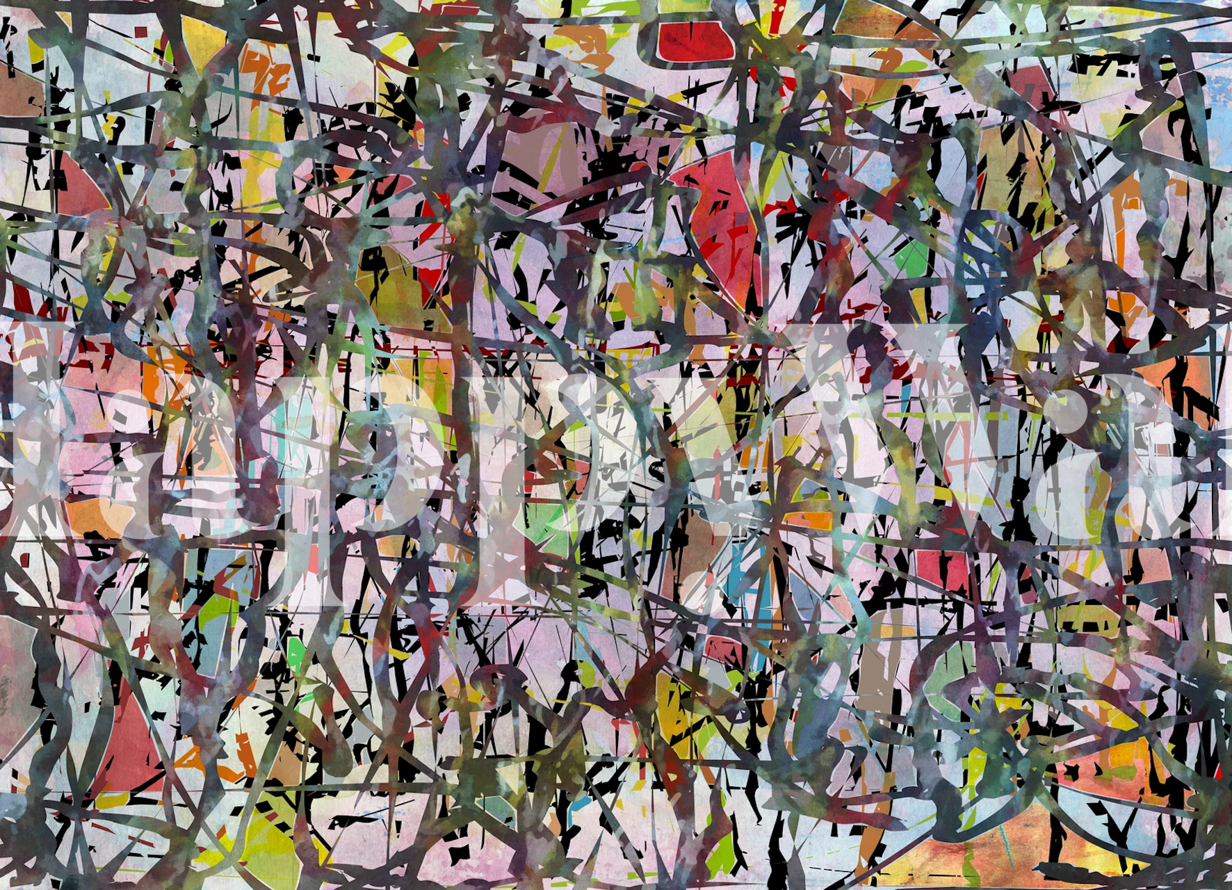 Pollock Wink 6 papier peint coloré dans une pièce