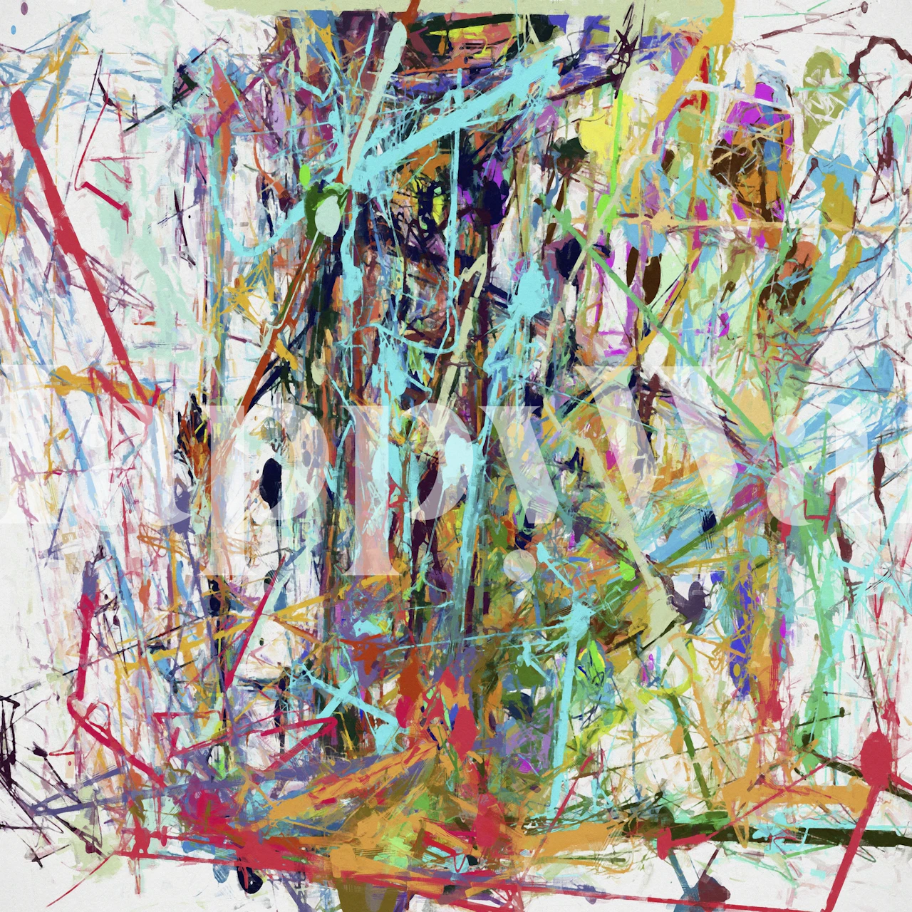 Abstrakcyjna fototapeta w stylu ekspresjonizmu z żywymi plamami i energicznymi pociągnięciami