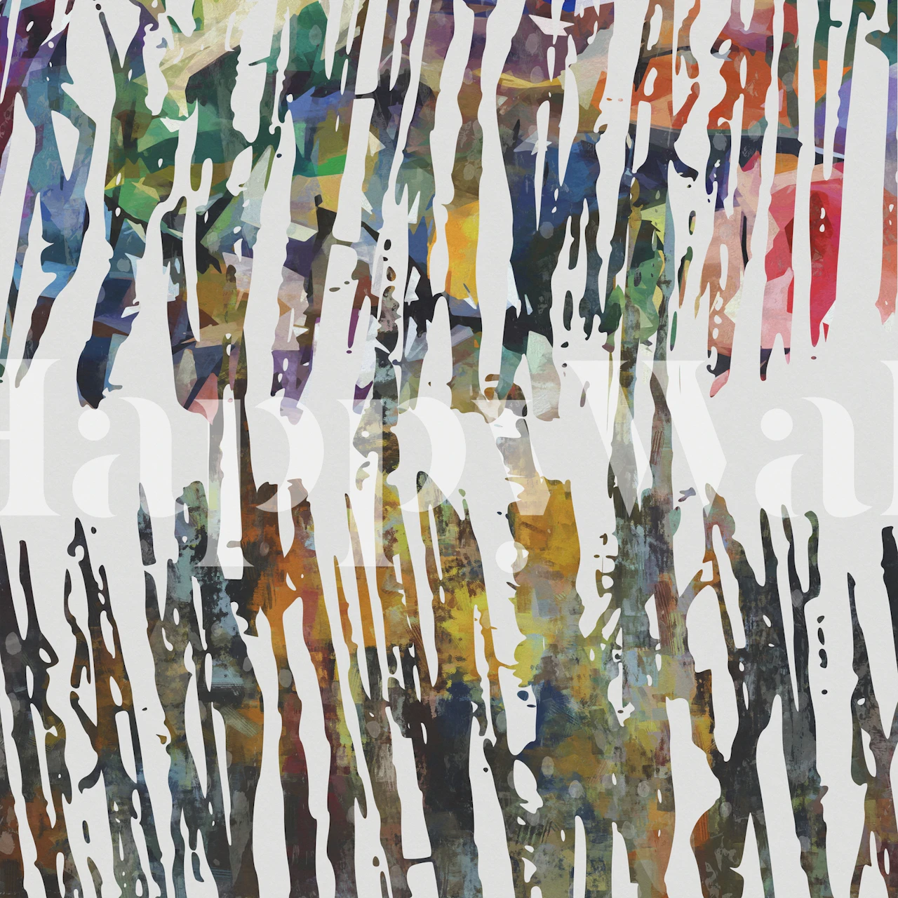 fotomural vinílico de parede abstrato com pinceladas irregulares e coloridas