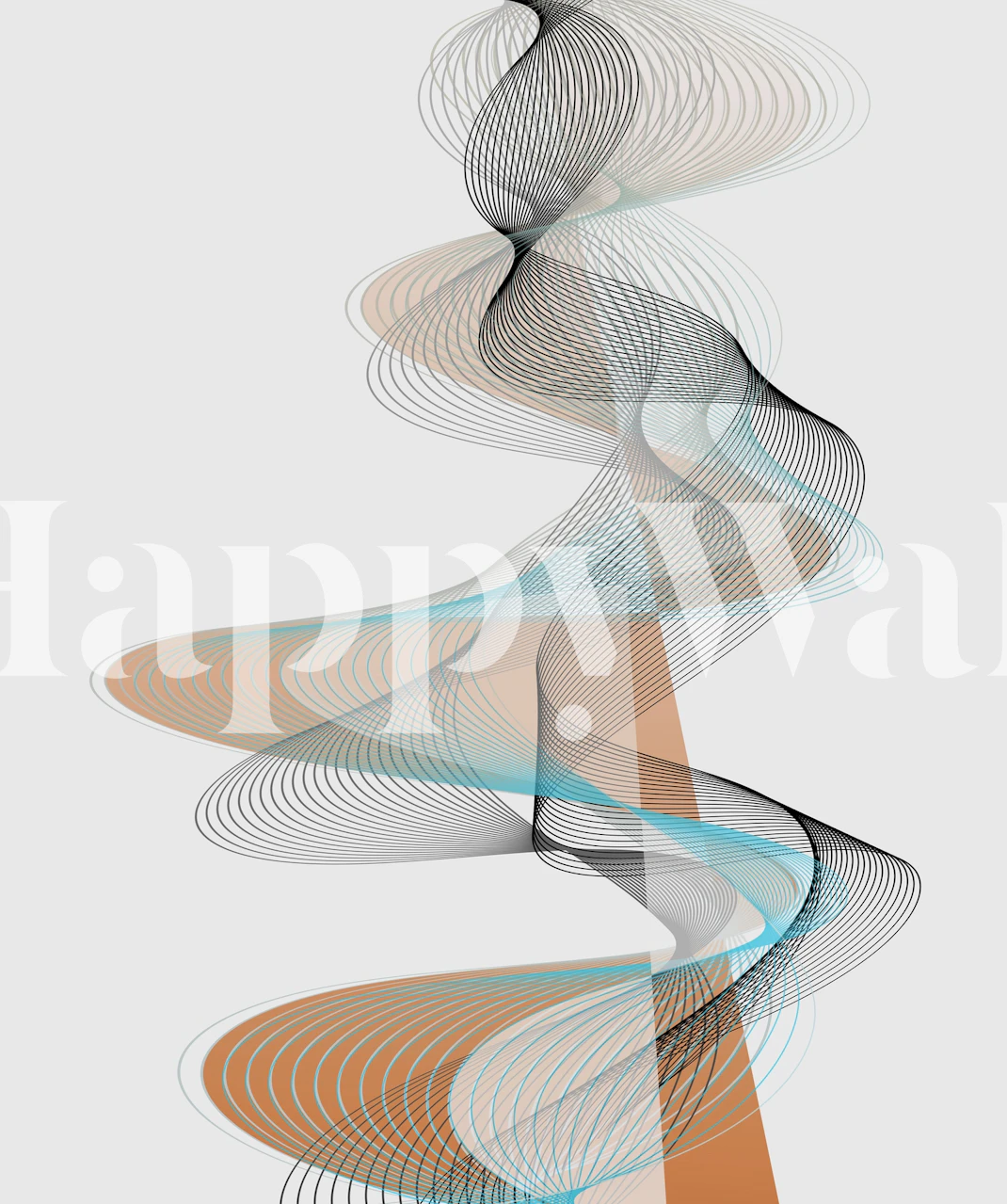 Abstract geometric lines in black, teal, and orange wallpaper