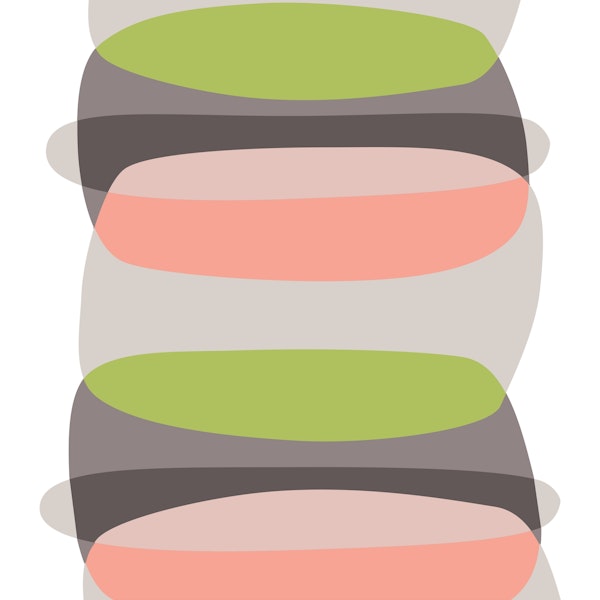 Pebble Shapes Pink Green Taupe
