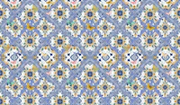 Blue tiles, yellow flowers & butterflies tapeta