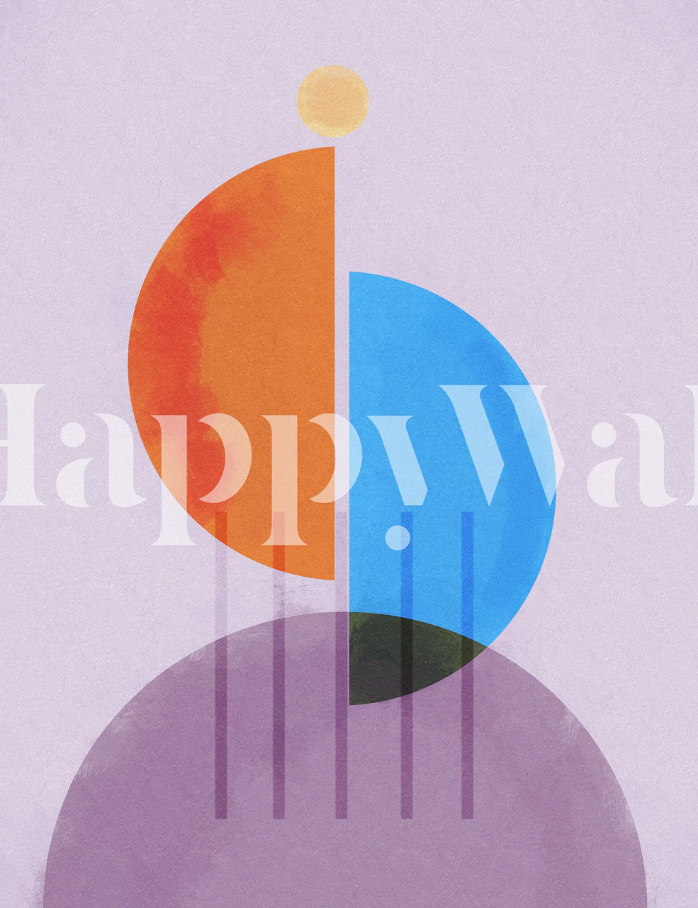 Colorful geometric shapes in orange, blue, and purple wallpaper