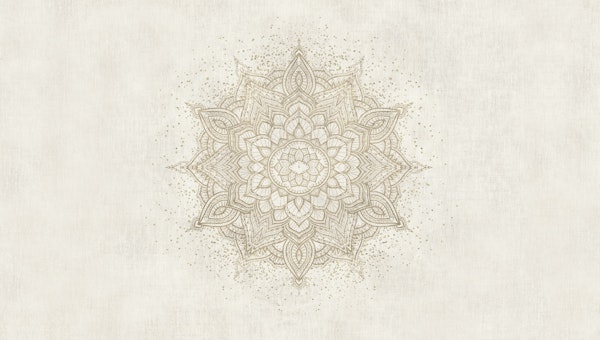 Gold boho mandala on beige linen