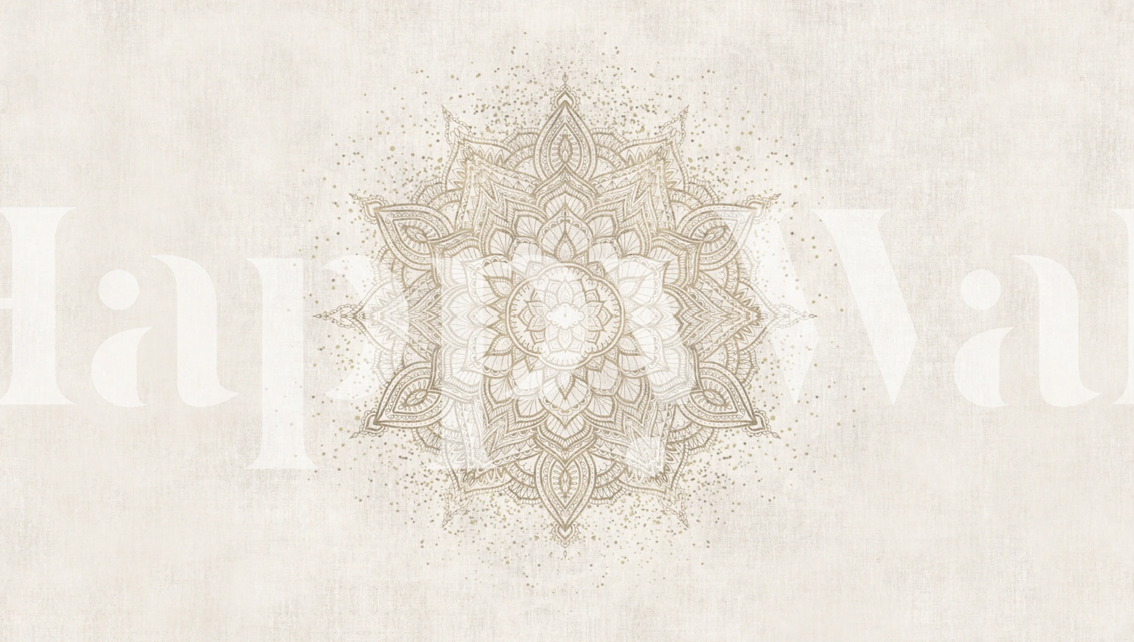 Beige goldene Mandala Tapete mit geometrischem Muster