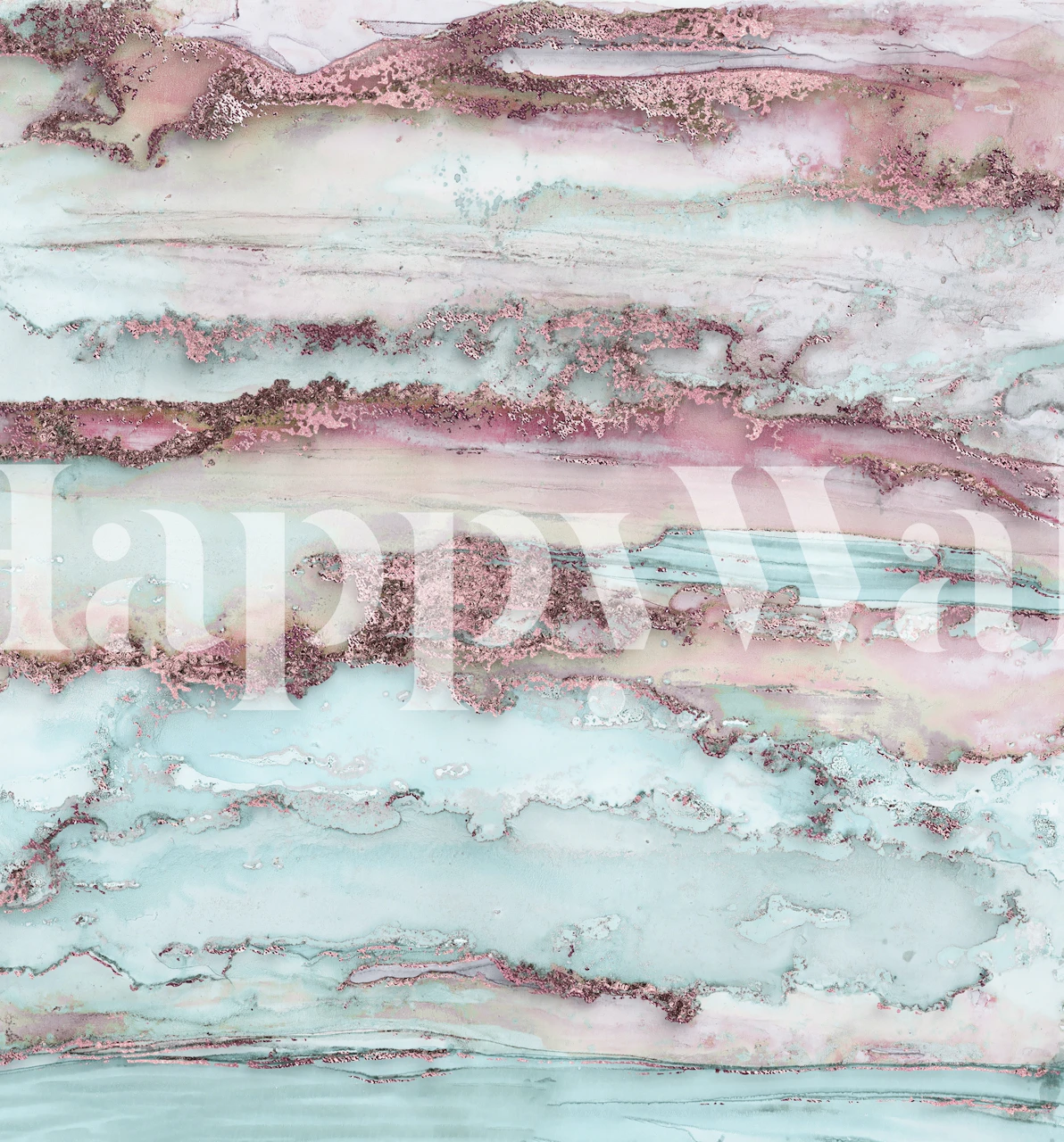 Fancy Ink Art Pink And Mint tapet i et rom