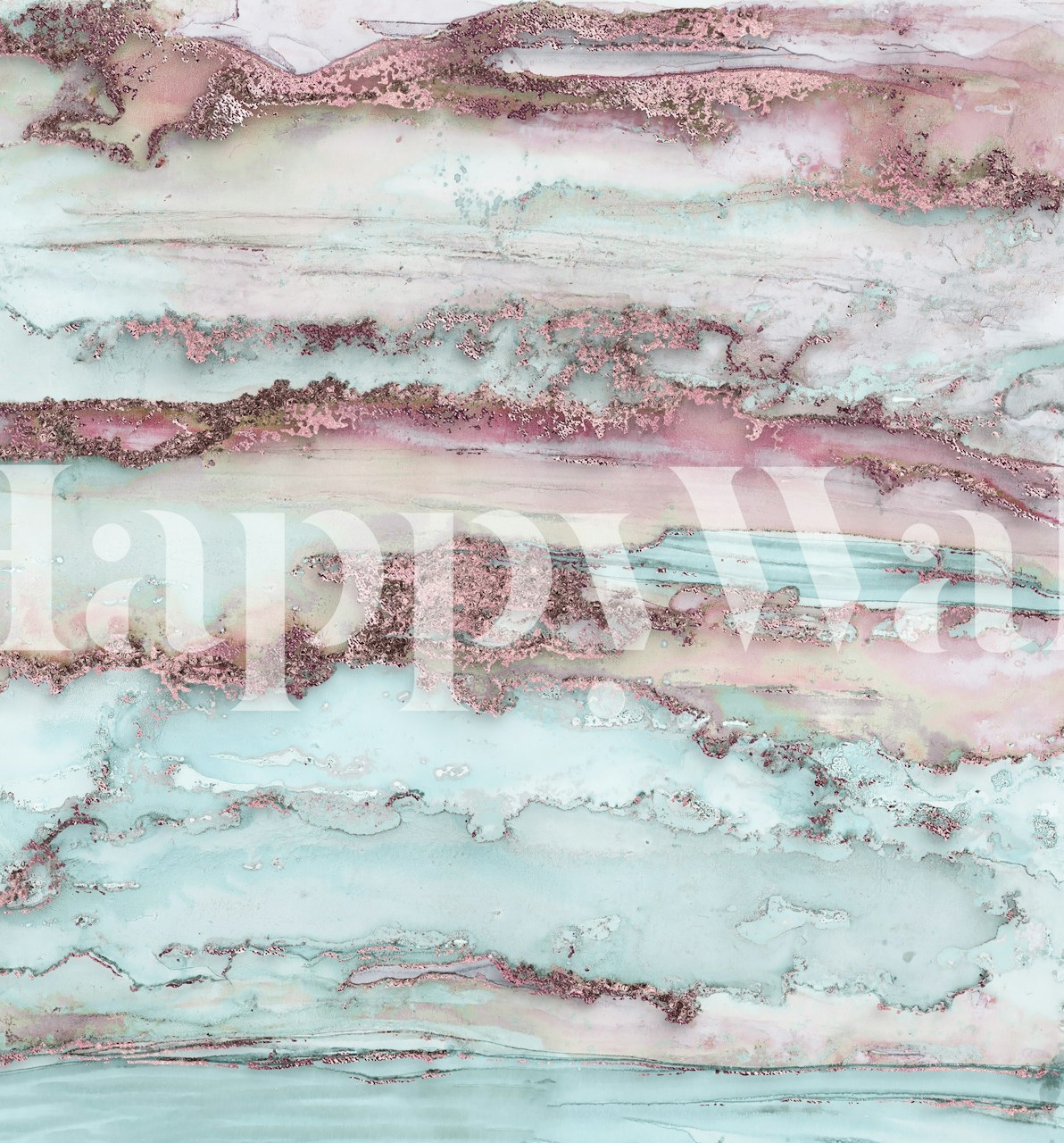 Abstract wallpaper featuring pink and mint colors with brushstroke effects