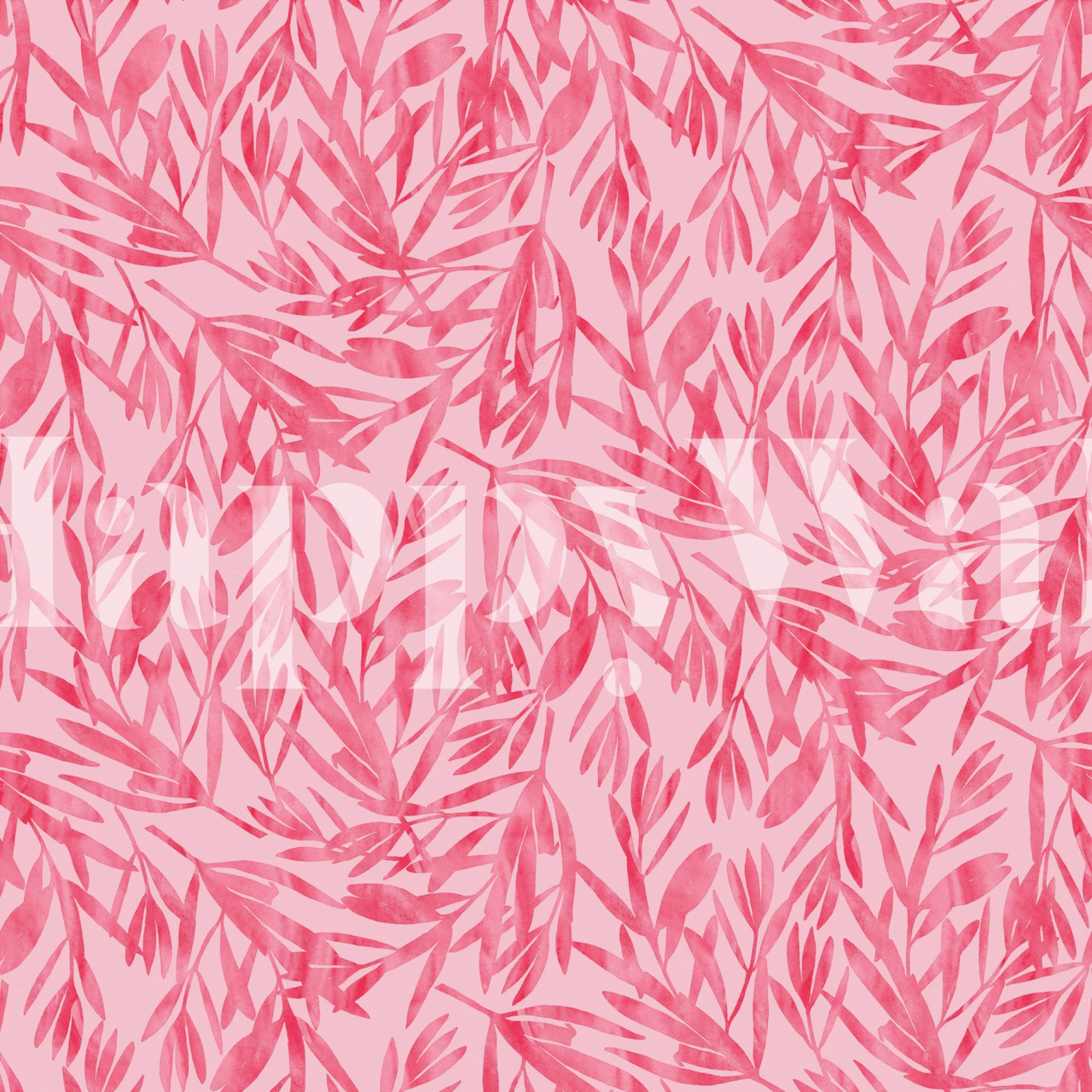 Padrão abstrato de folhas rosa no fotomural vinílico de parede