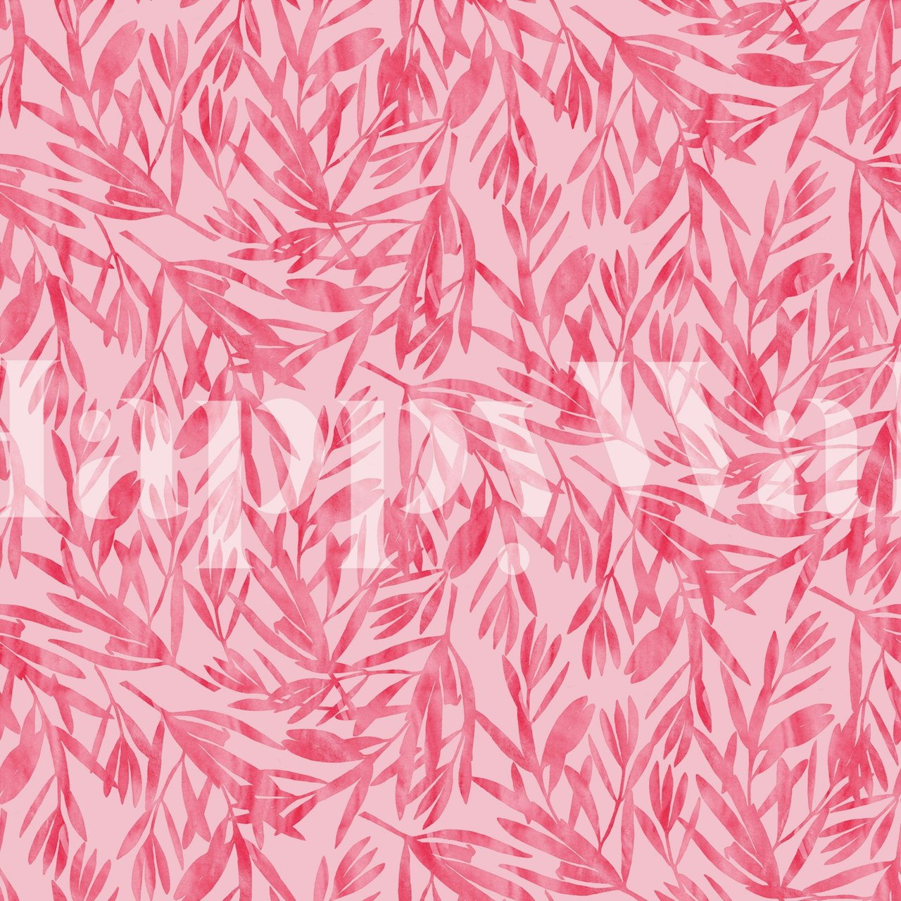 Abstract pink leaves pattern on wall mural