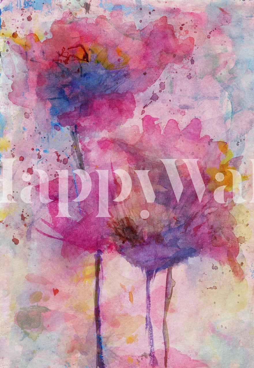 Tulip wallpaper displayed in a room