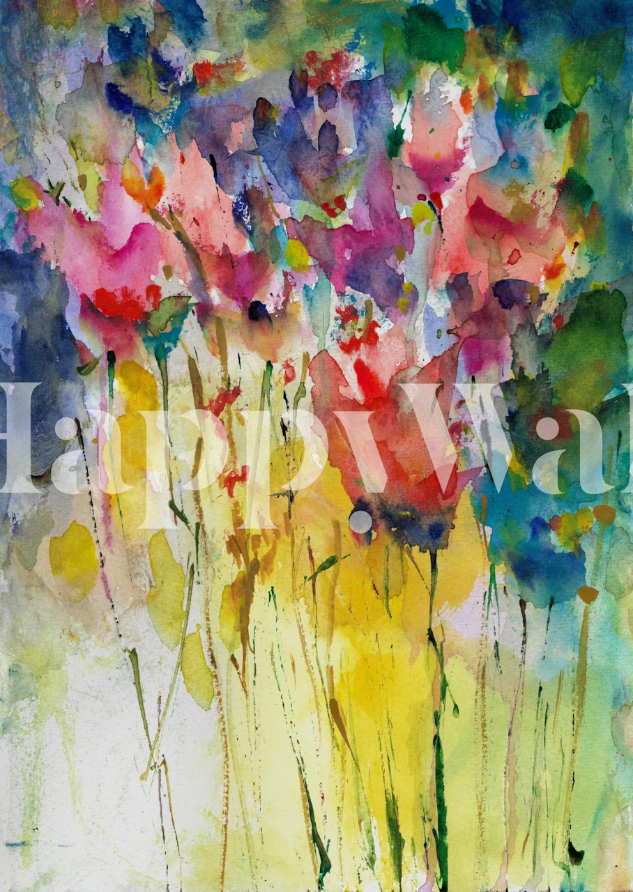 Papier peint coloré avec Wildflowers dans une pièce