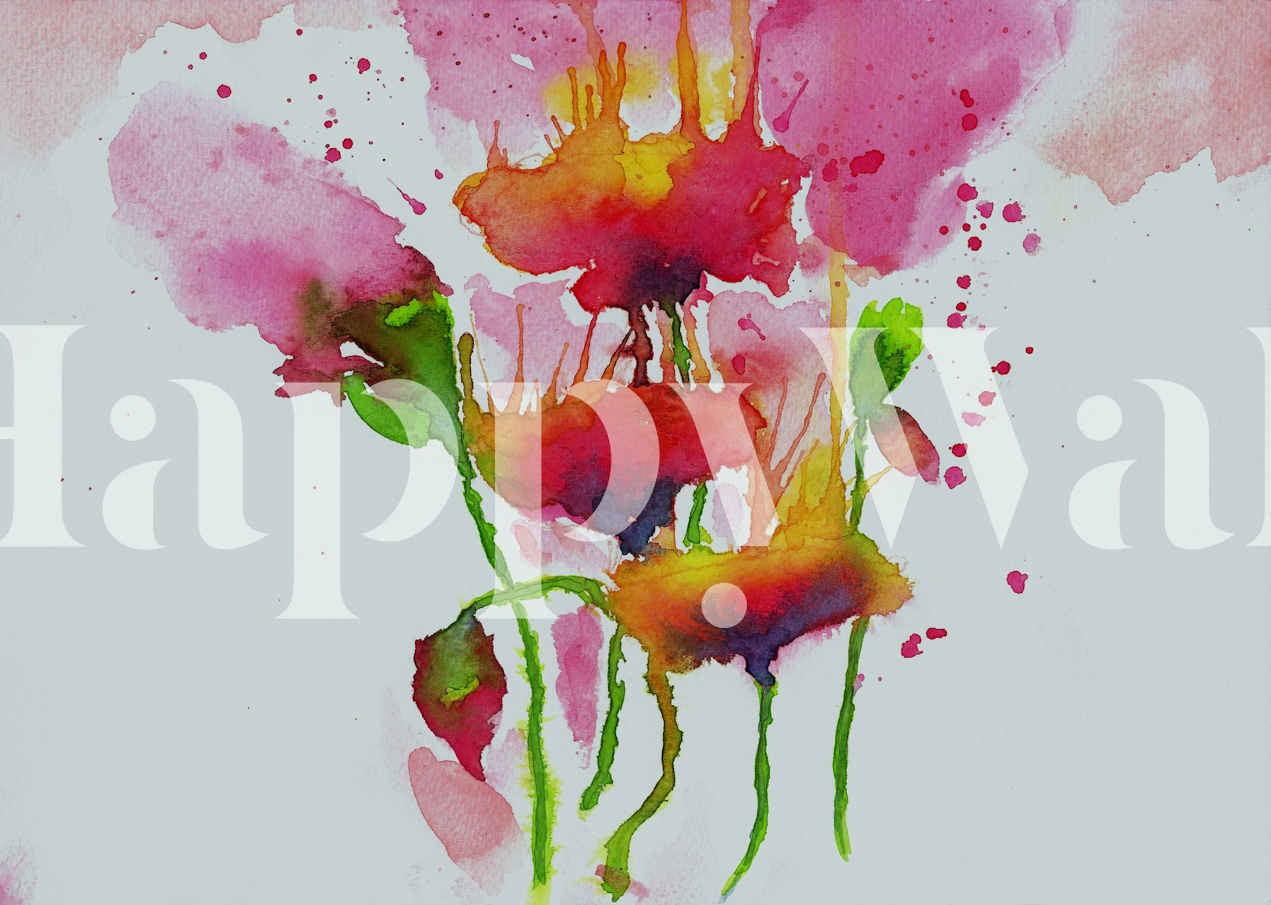 Red and pink floral watercolor wallpaper