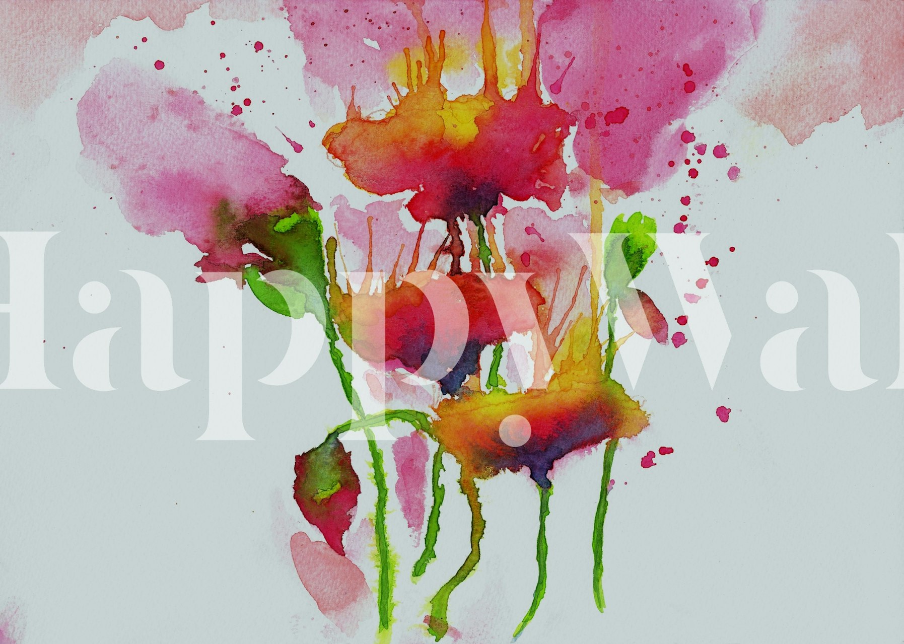 Red and pink floral watercolor wallpaper