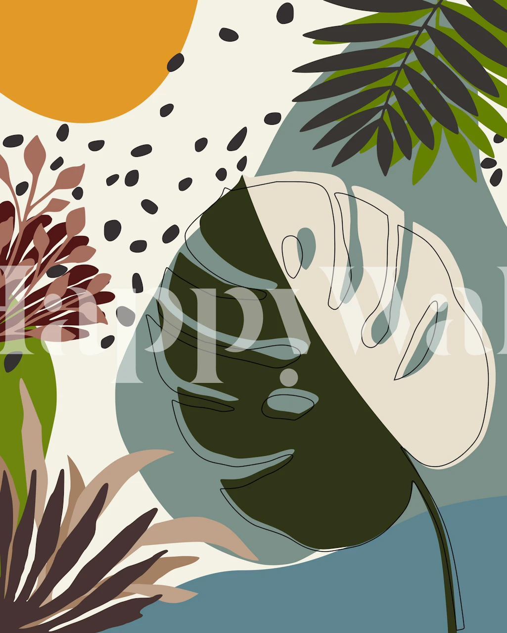 Tropical Scenery 2 med frodige planter i et rom