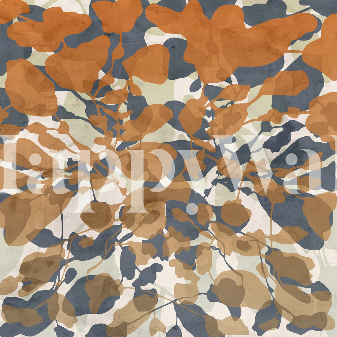 Autumnal foliage wallpaper in a room setting