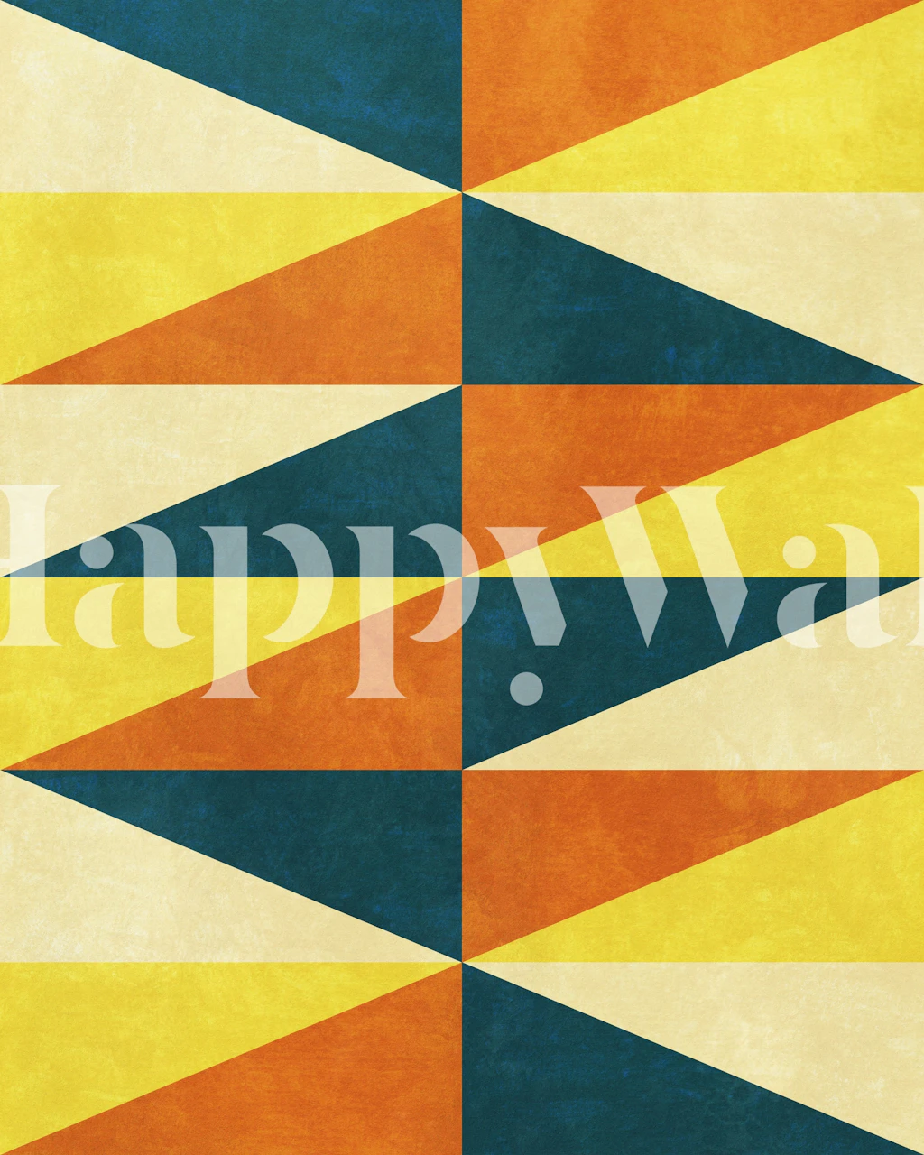 Geometric wallpaper with triangles in a room