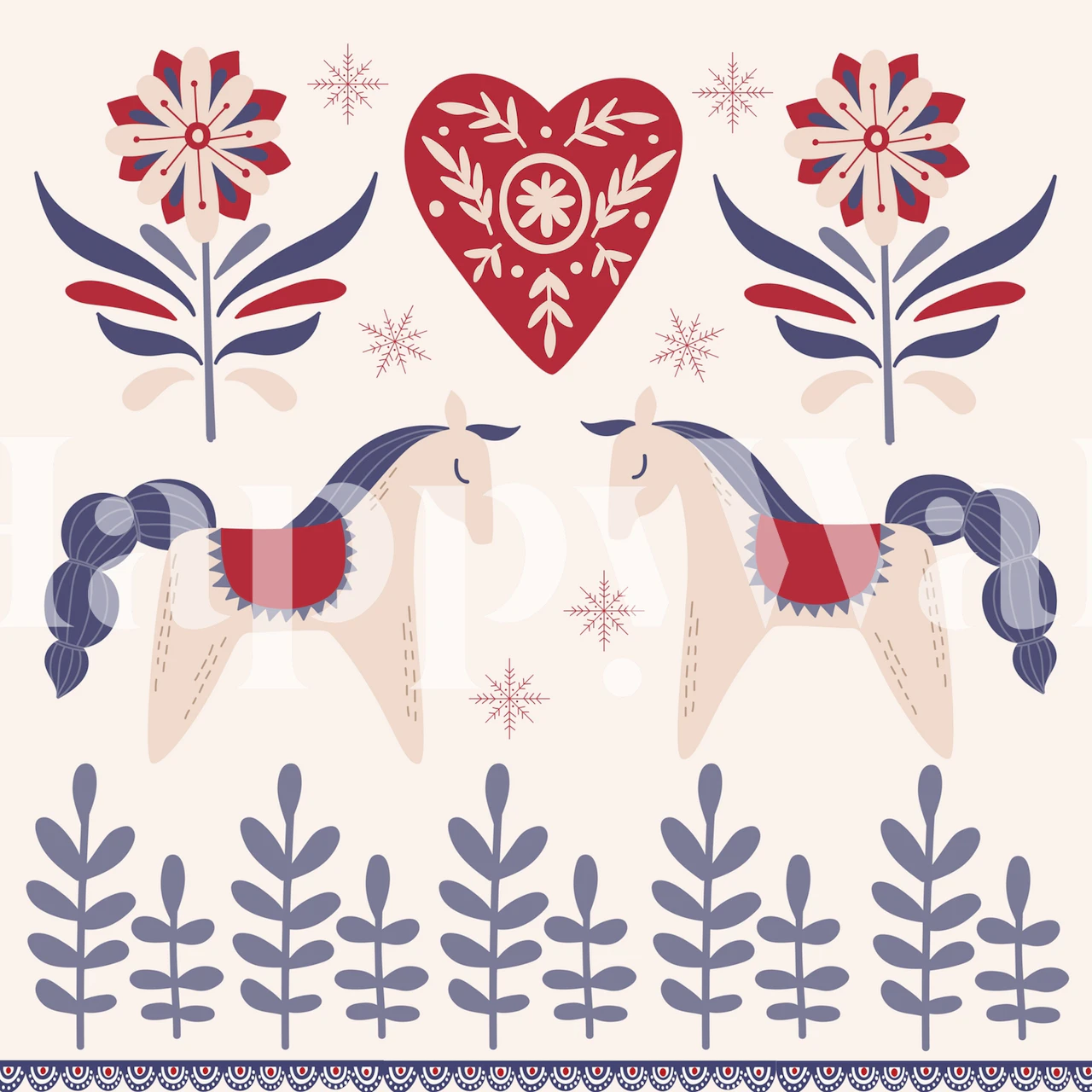 Swedish Christmas wallpaper in a cozy room