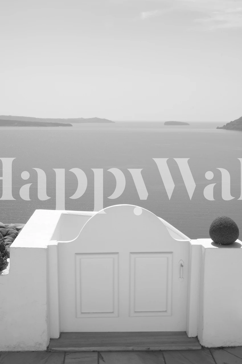 Svart og hvit Santorini Oia tapet i et rom