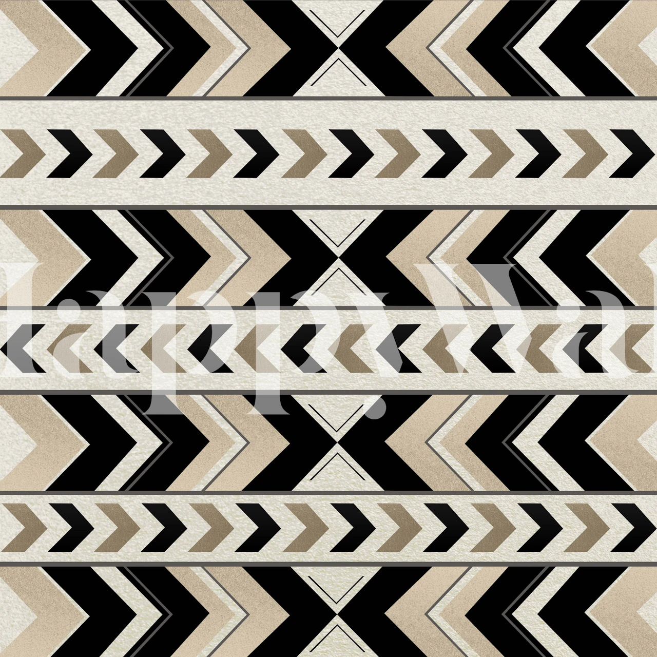 Beige and black tribal arrow pattern wallpaper