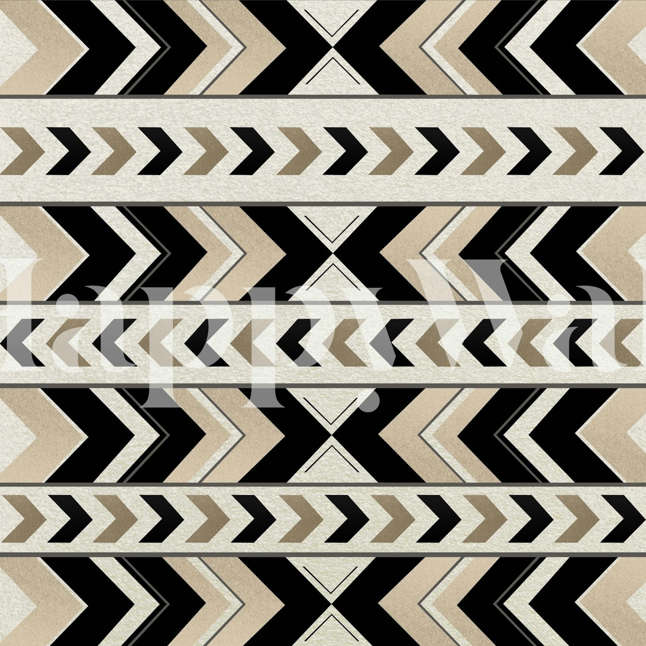 Beige and black tribal arrow pattern wallpaper