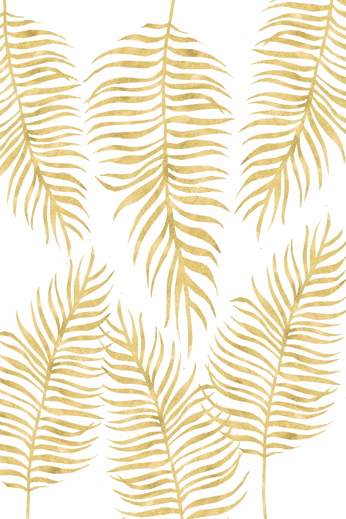 Fern Pattern in Gold Wallpaper | Nature-Inspired Gold Fern Wall Murals