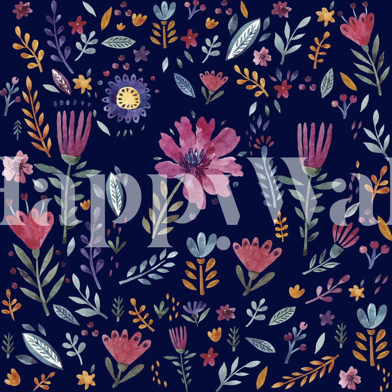 Vibrerande Watercolor Flowers tapet i ett rum