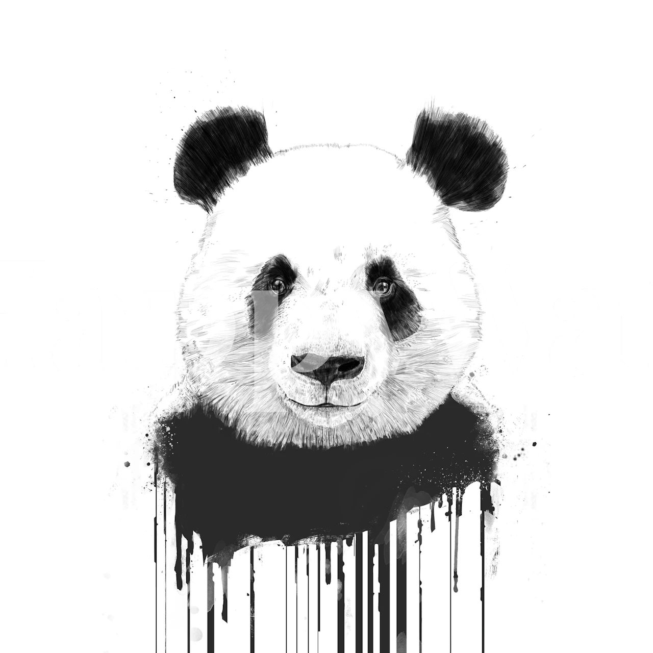 Artistic Graffiti Panda Wallpaper in Room View