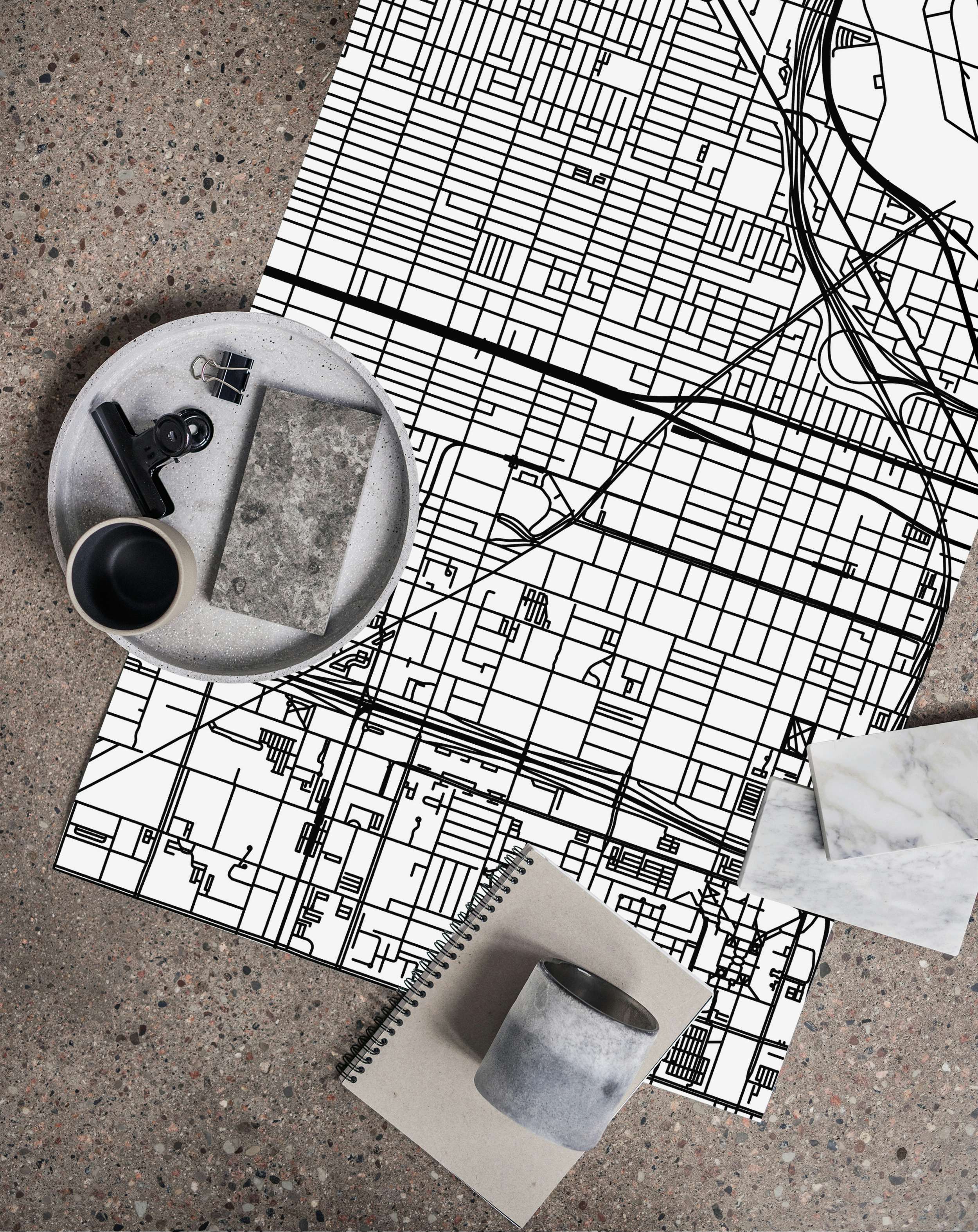Chicago Map tapet roll