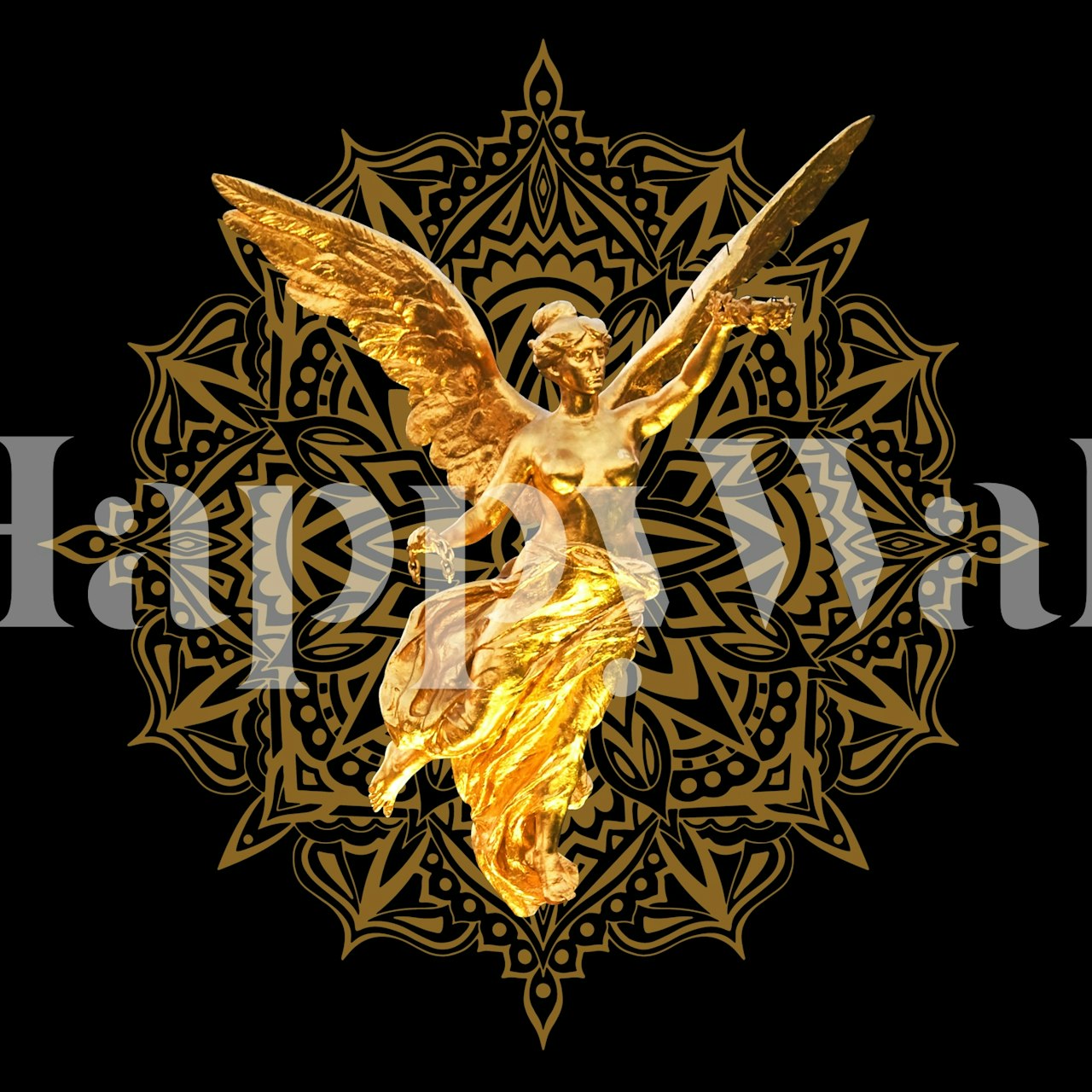 Τοίχος mural Golden Angel με μοτίβο μαντάλα