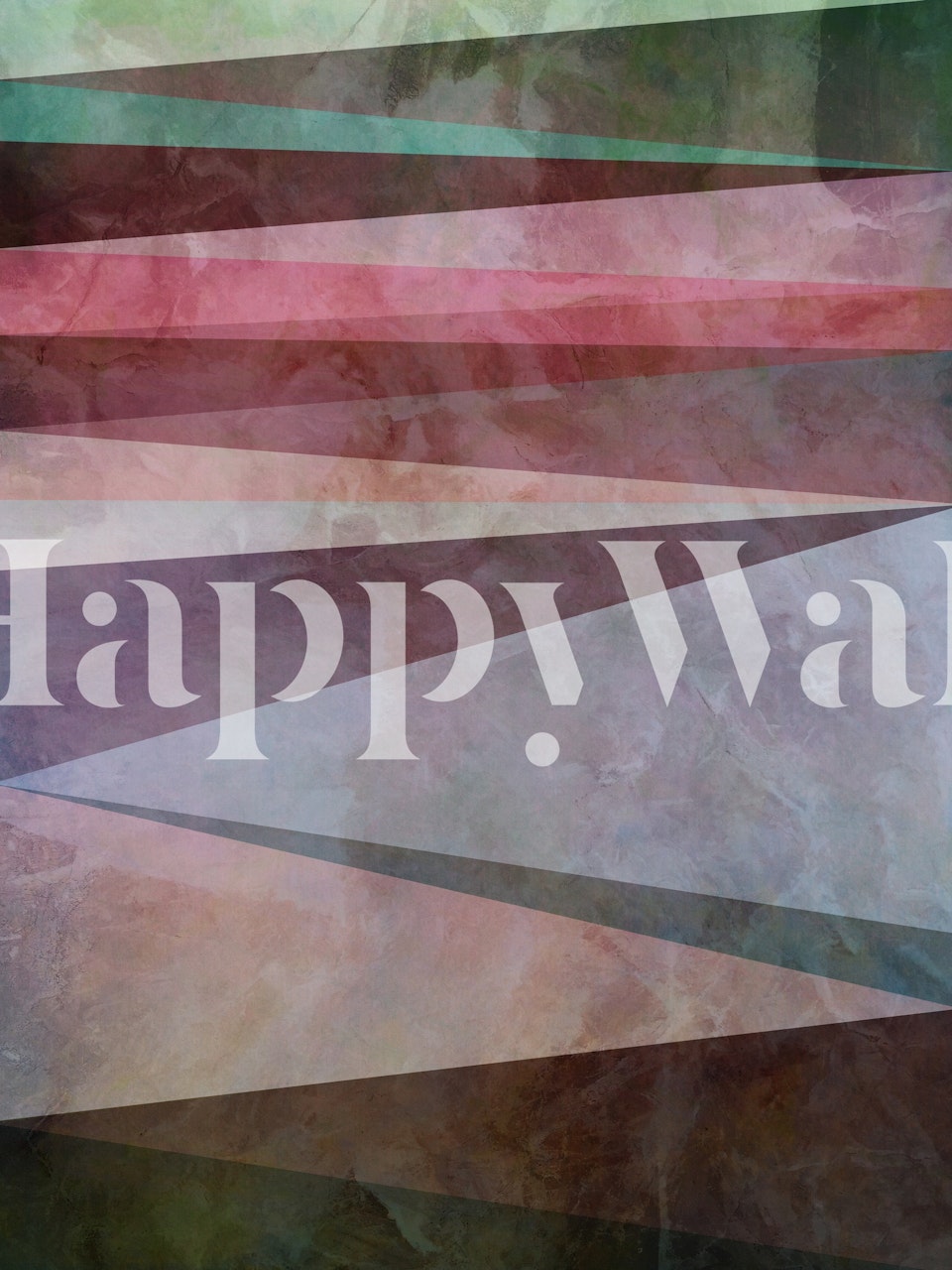 Geometric abstract wallpaper with triangles in pink, green, beige, and brown hues