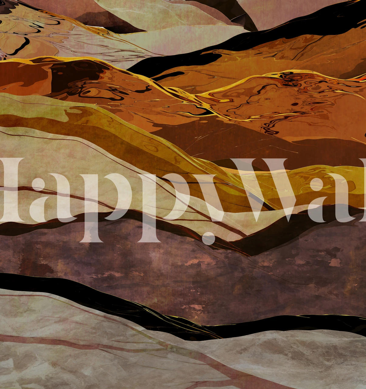 Abstract representation of mountain landscape with warm earthy tones in browns and beiges wallpaper