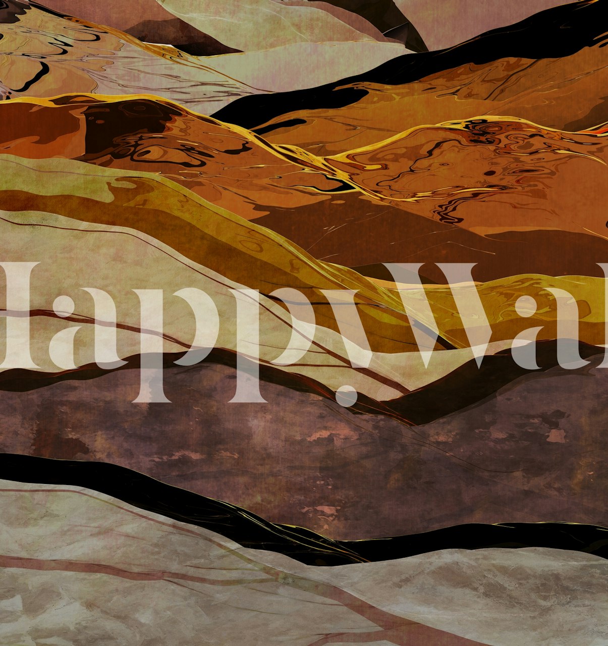 Abstract representation of mountain landscape with warm earthy tones in browns and beiges wallpaper