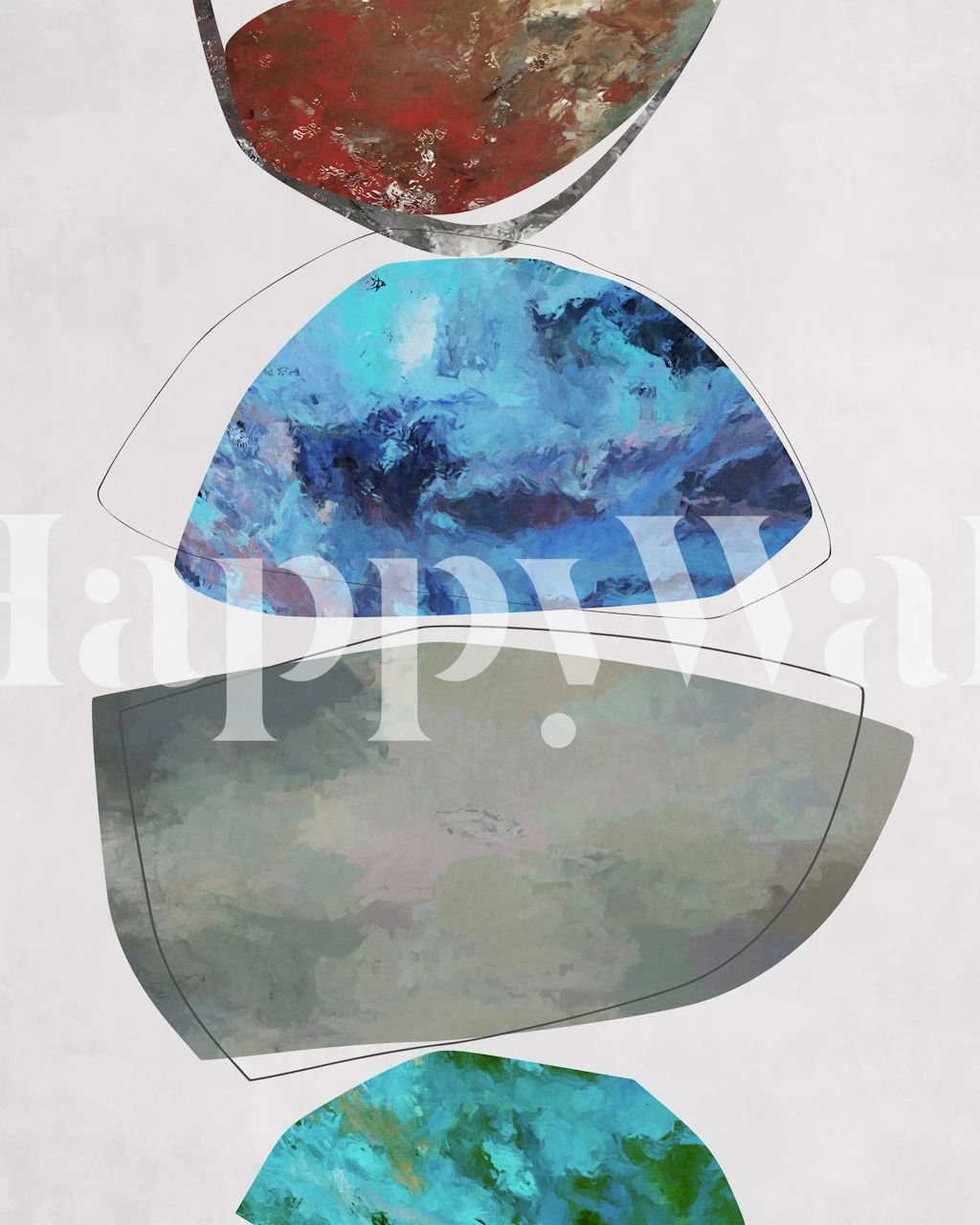 Abstract organic shapes wall mural with textured patterns in earthy tones