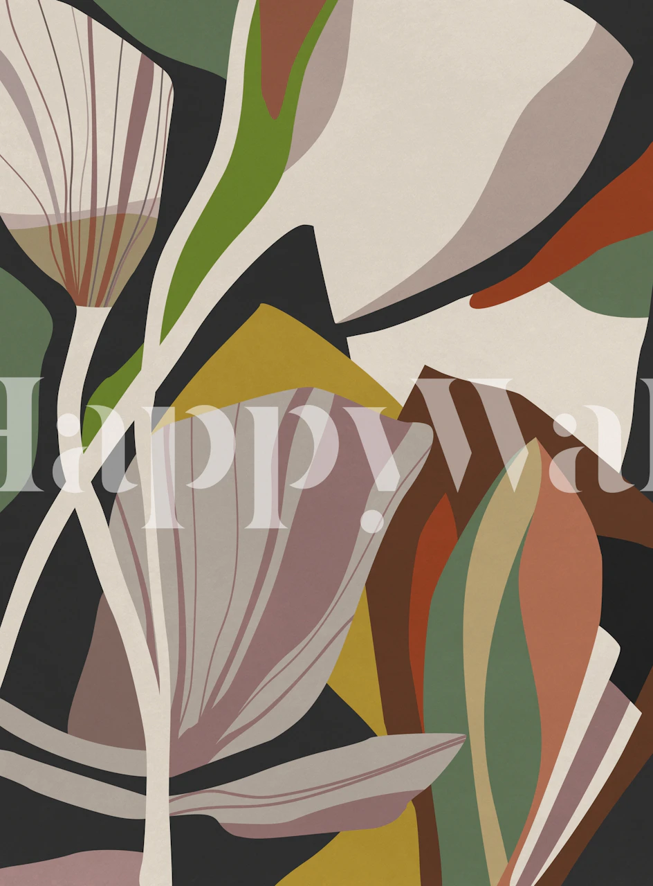 Botanisk tapet med Leaves og Flowers design